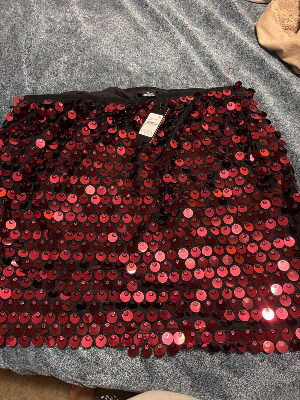 Sequined Red Mini Skirt
